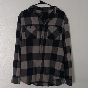Urban pipeline Grey and black men's flannel button up 100% cotton